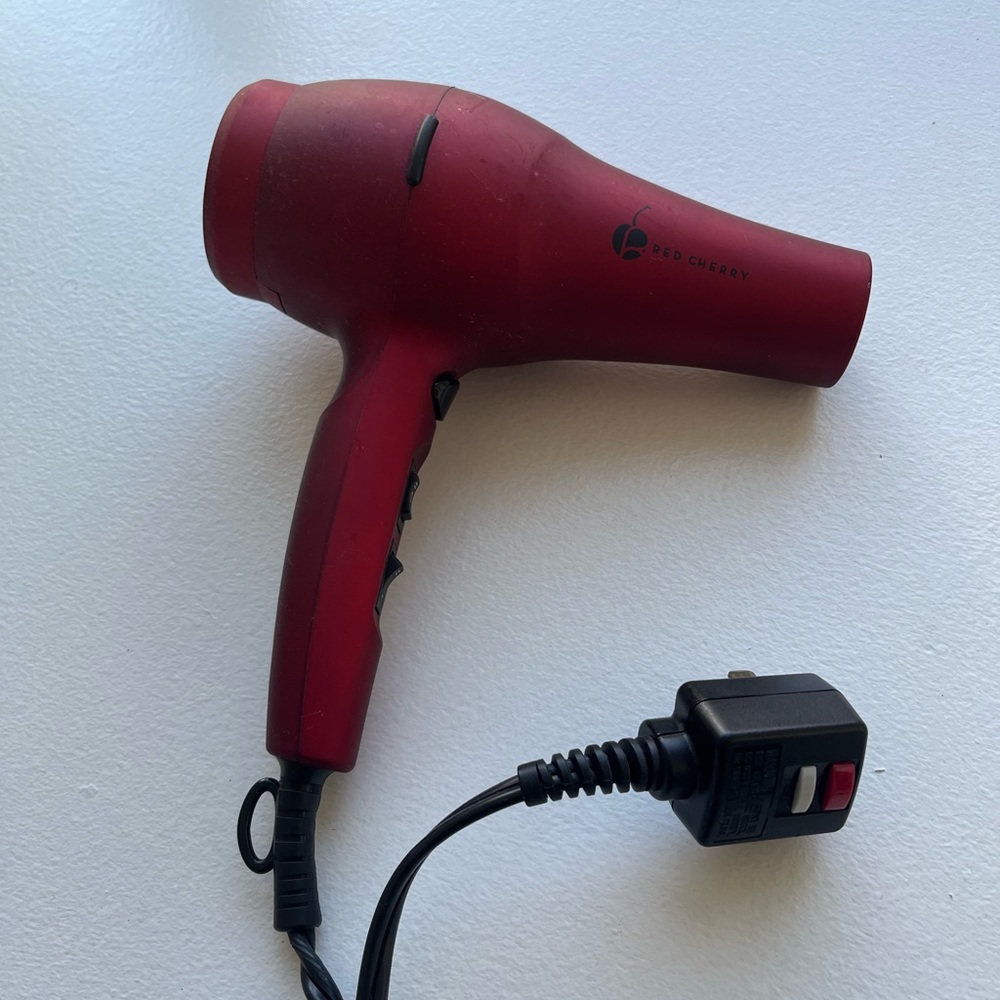 Cherry red blow dryer